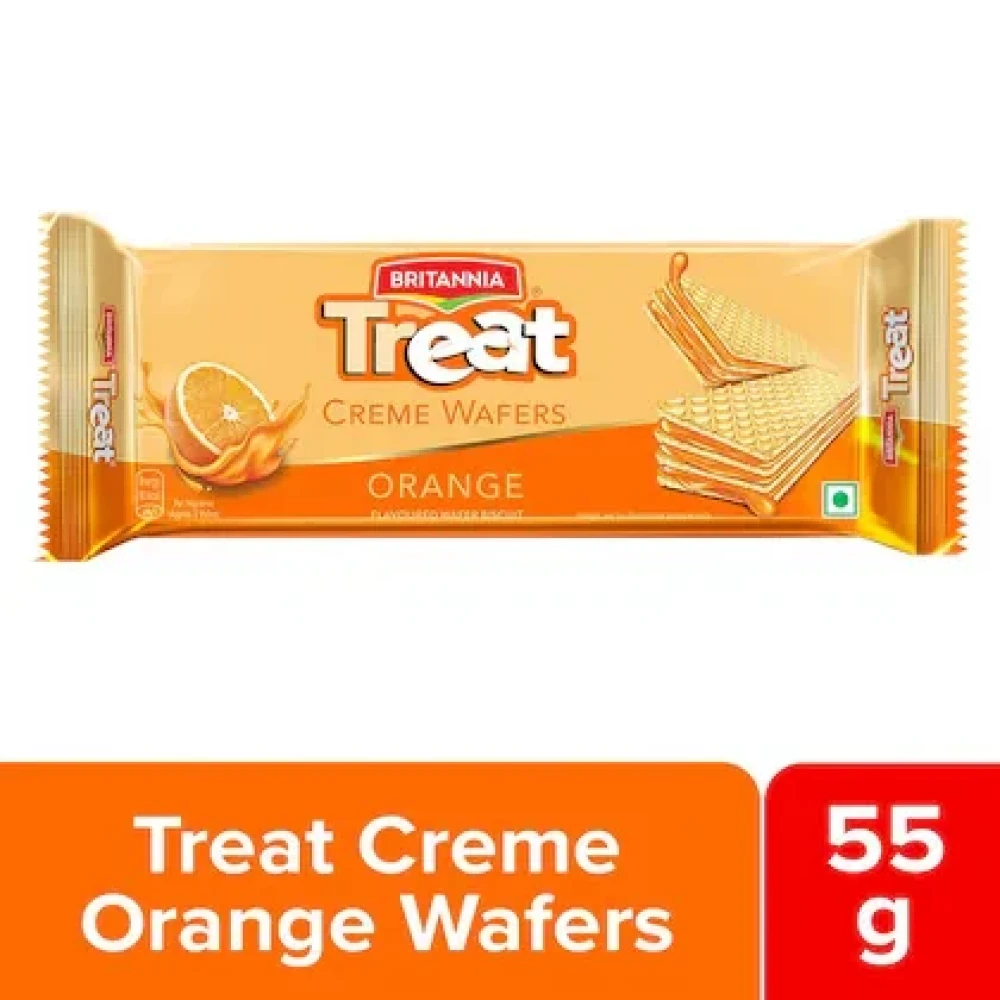 Britannia Treat Orange Creme Wafers Biscuits 55 g