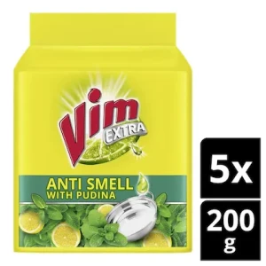 Vim Extra Anti Smell Pudina Dishwash Bar 200 g (Buy 4 Get 1 Free)