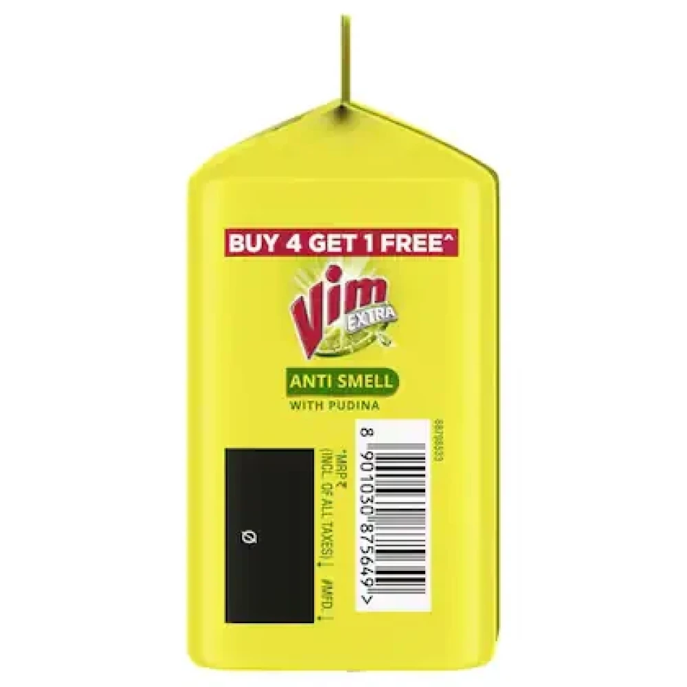 Vim Extra Anti Smell Pudina Dishwash Bar 200 g (Buy 4 Get 1 Free)