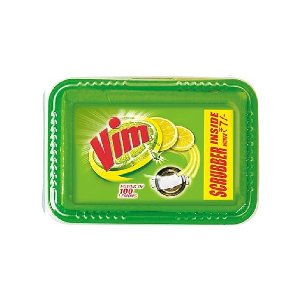 Vim Lemon Dishwash Bar With Scrubber 250g