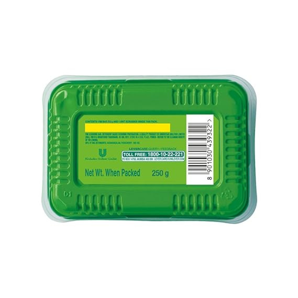 Vim Lemon Dishwash Bar With Scrubber 250g