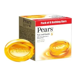 Pears Pure & Gentle Glycerin & Natural Oils Soap Bar 125 g (Pack of 8)