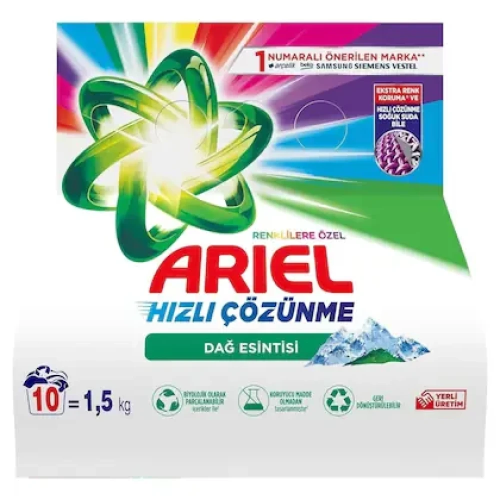 Ariel Powder Laundry Detergent Mountain Breeze Bright Colors 3kg