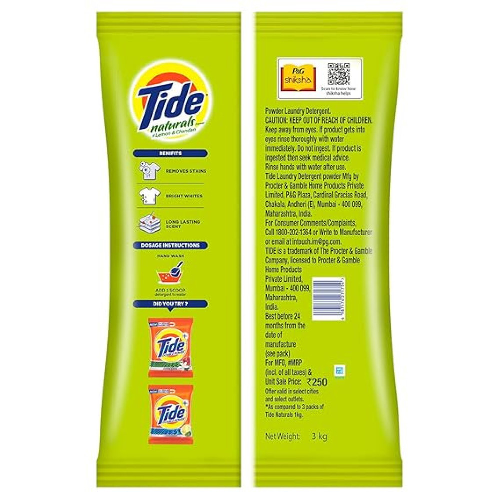 Tide Naturals 3kg Detergent Powder – Lemon and Chandan