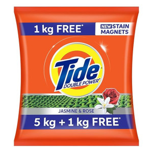 Tide Plus Double Power Detergent Washing Powder - 5 Kg + 1 Kg Free (Jasmine And Rose)