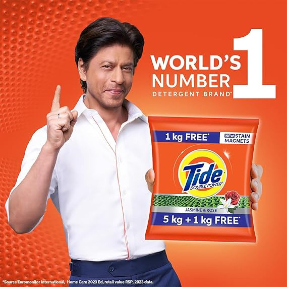 Tide Plus Double Power Detergent Washing Powder - 5 Kg + 1 Kg Free (Jasmine And Rose)