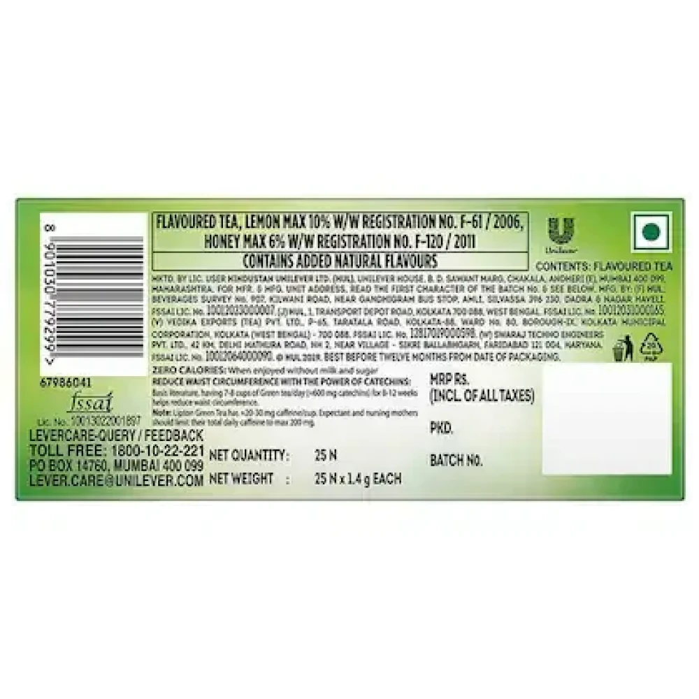 Lipton Honey Lemon Green Tea Bags 1.4 g (25 pcs)