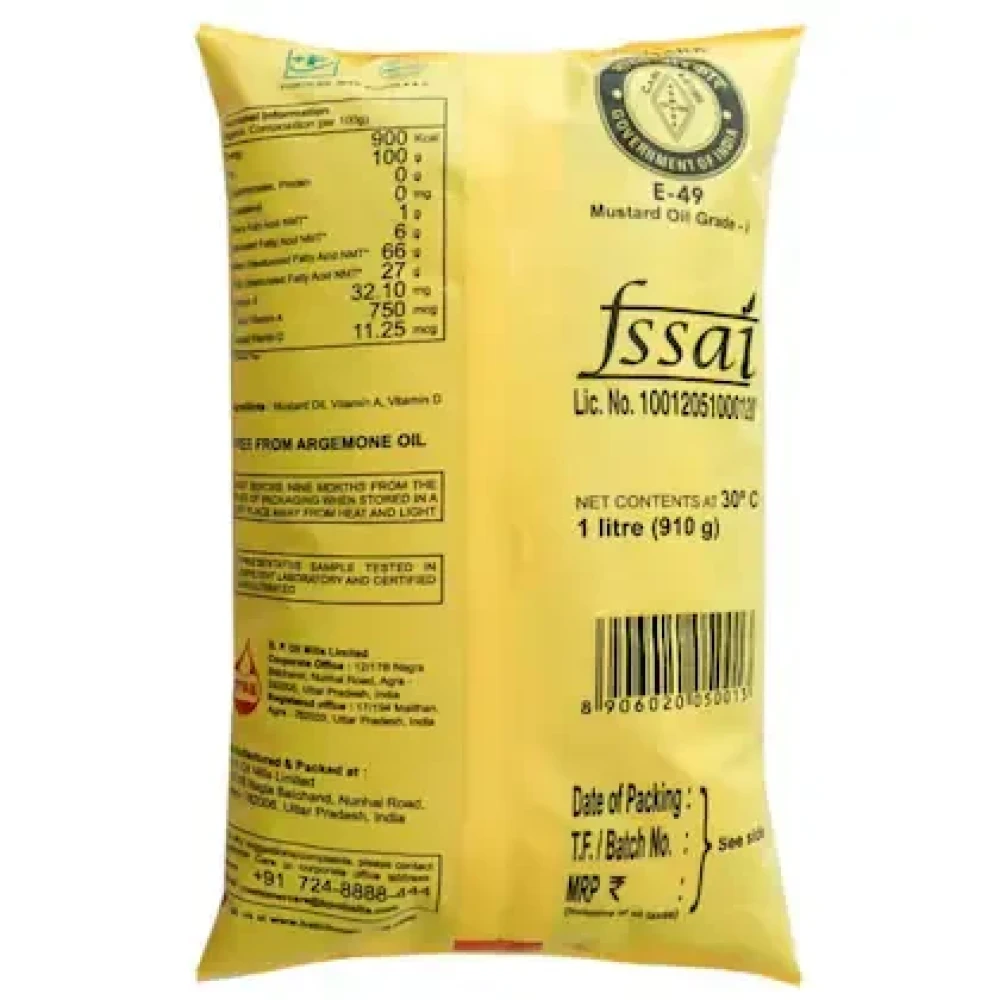 Hathi Kacchi Ghani Mustard Oil 1 L (Pouch)