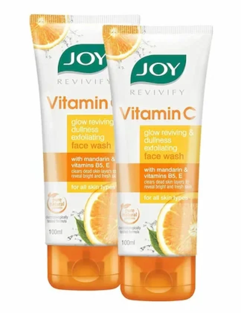 Joy Revivify Vitamin C Glow Reviving and Dullness Exfoliating Face Wash, 100ml (Pack of 2)