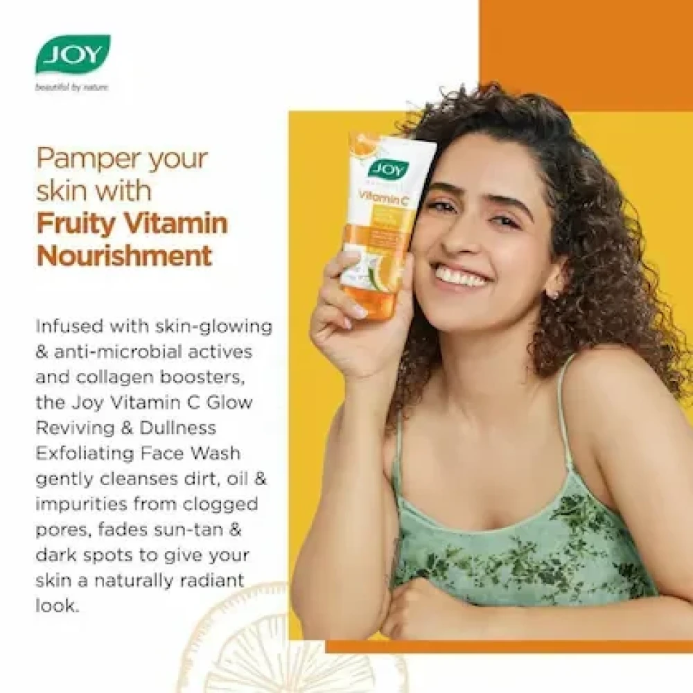 Joy Revivify Vitamin C Glow Reviving and Dullness Exfoliating Face Wash, 100ml (Pack of 2)