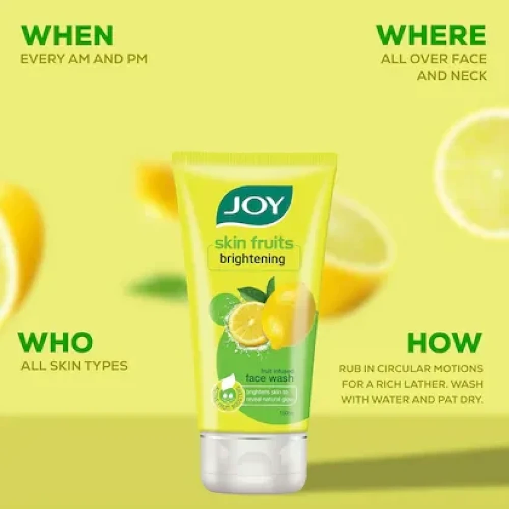 Joy Skin Fruits Lemon Brightening Face Wash, 100ml (Pack of 3)