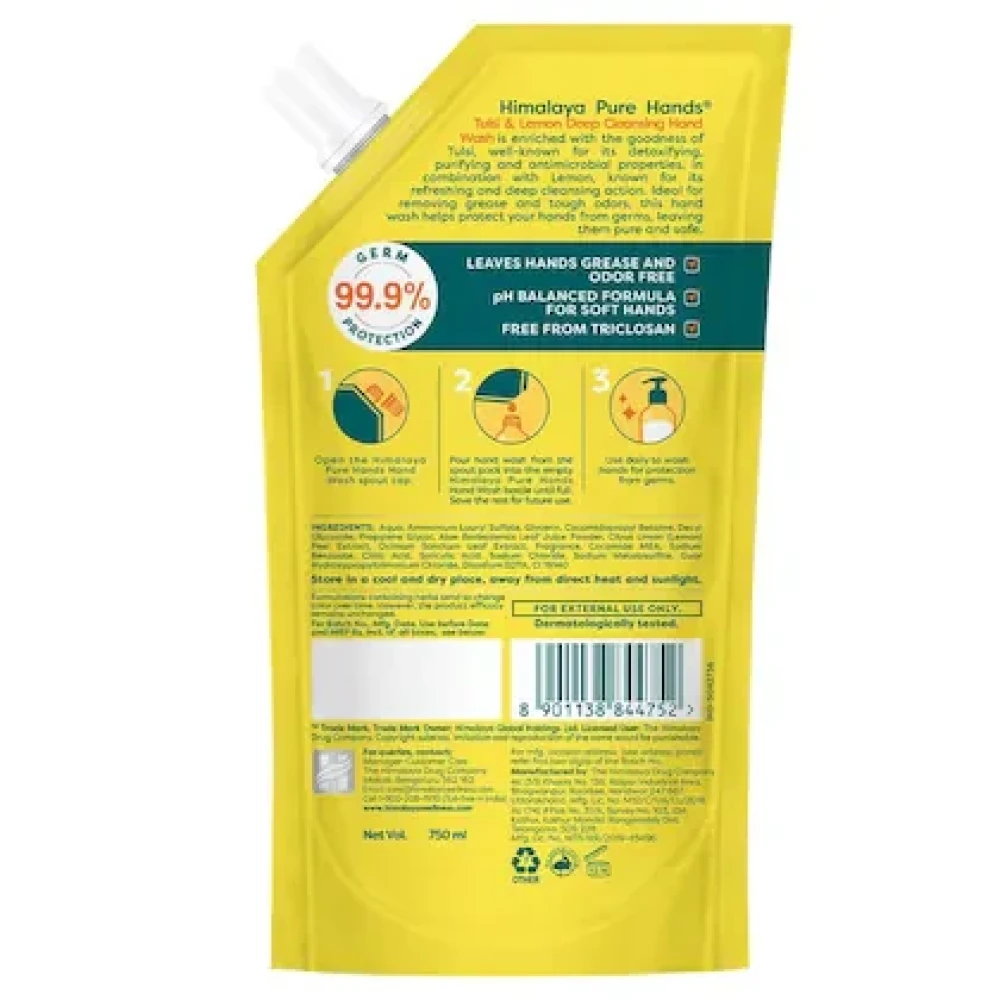 Himalaya Pure Hands Tulsi & Lemon Deep Cleaning Hand Wash Refill 750 ml