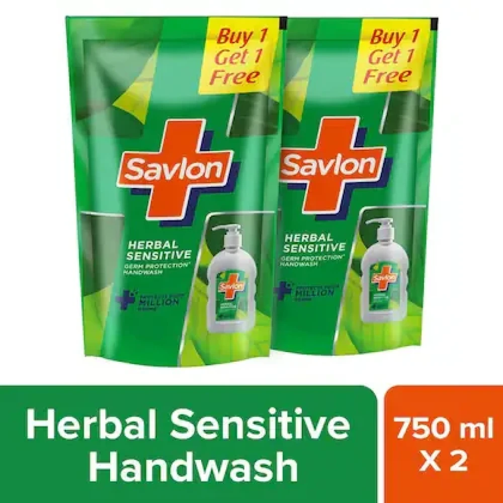 Savlon Herbal Sensitive Handwash Refill 750 ml (Buy 1 Get 1 Free)