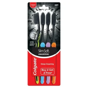 Colgate Slim Soft Charcoal (Soft) Toothbrush (Buy 2 Get 2 Free)