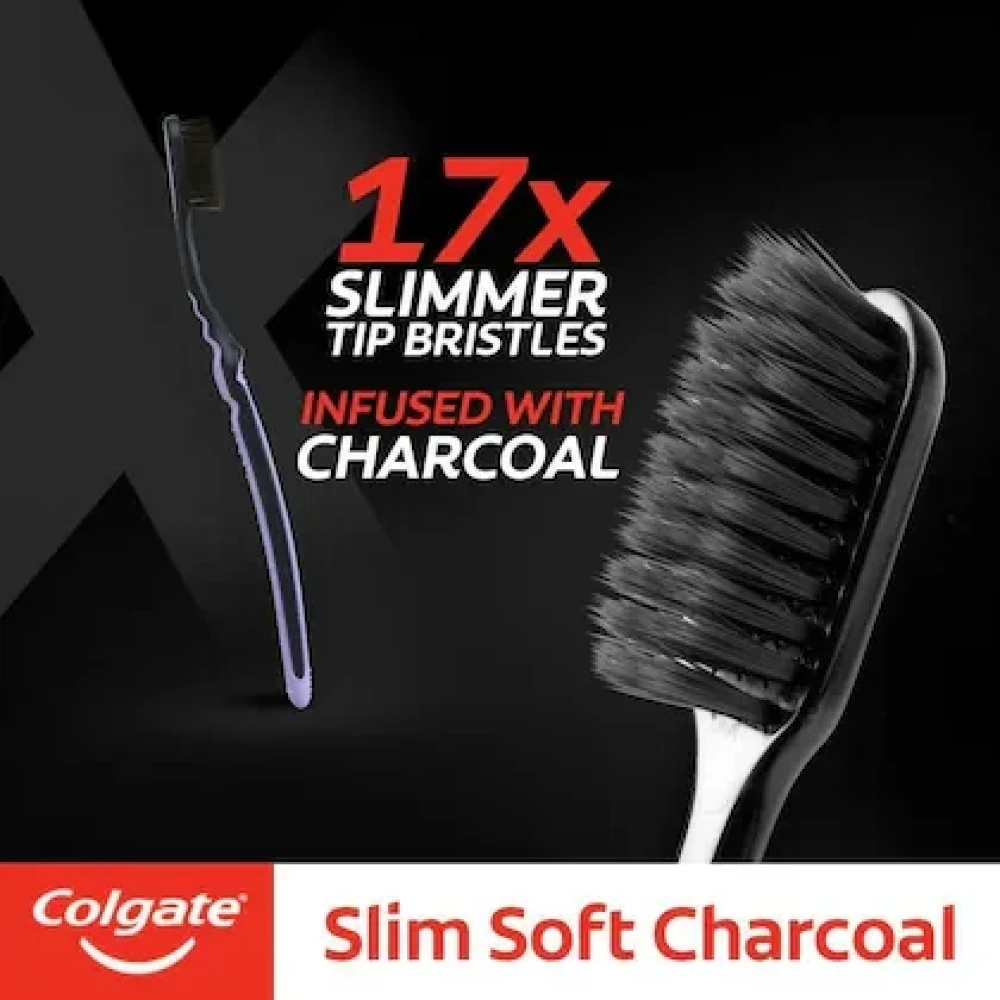 Colgate Slim Soft Charcoal (Soft) Toothbrush (Buy 2 Get 2 Free)