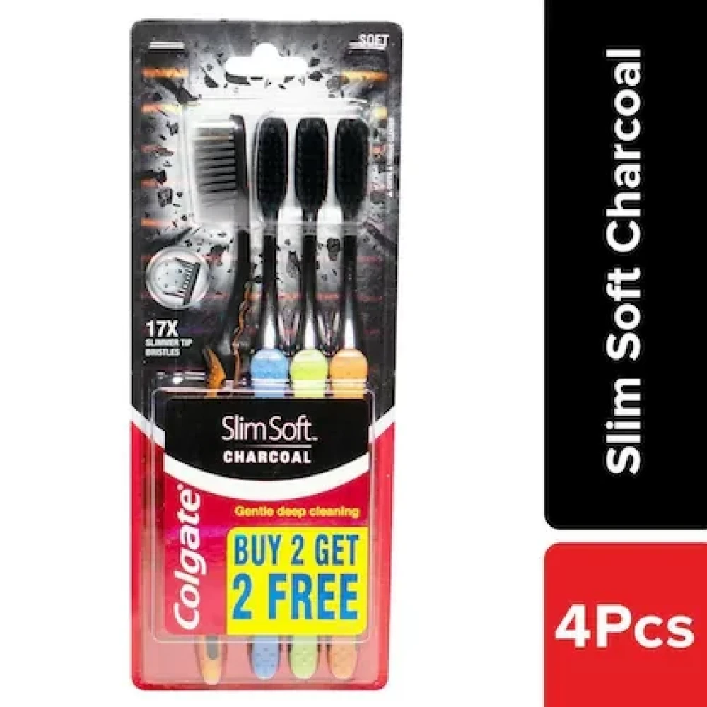 Colgate Slim Soft Charcoal (Soft) Toothbrush (Buy 2 Get 2 Free)