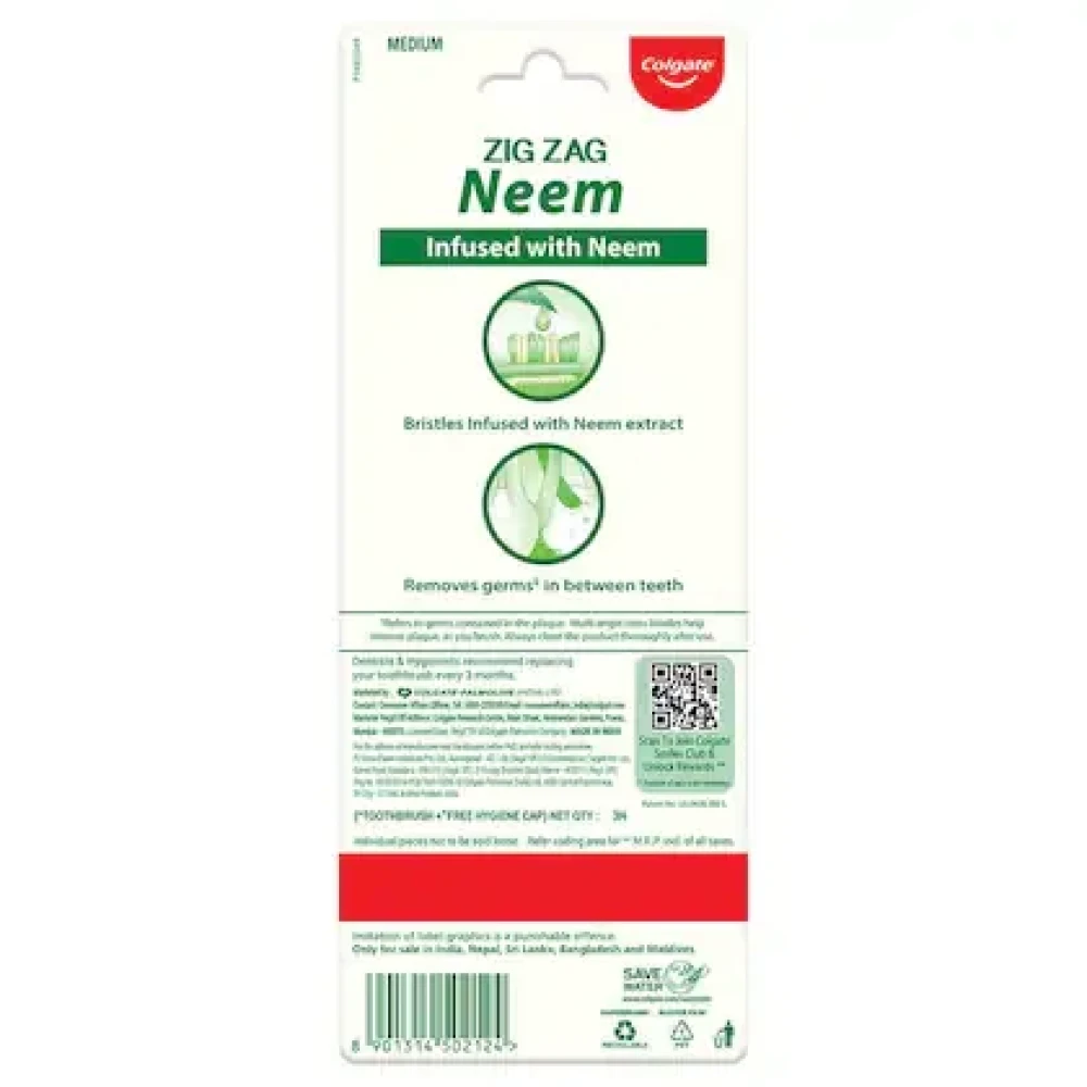 Colgate Zig Zag Neem Deep Cleaning (Medium) Toothbrush 3 pcs