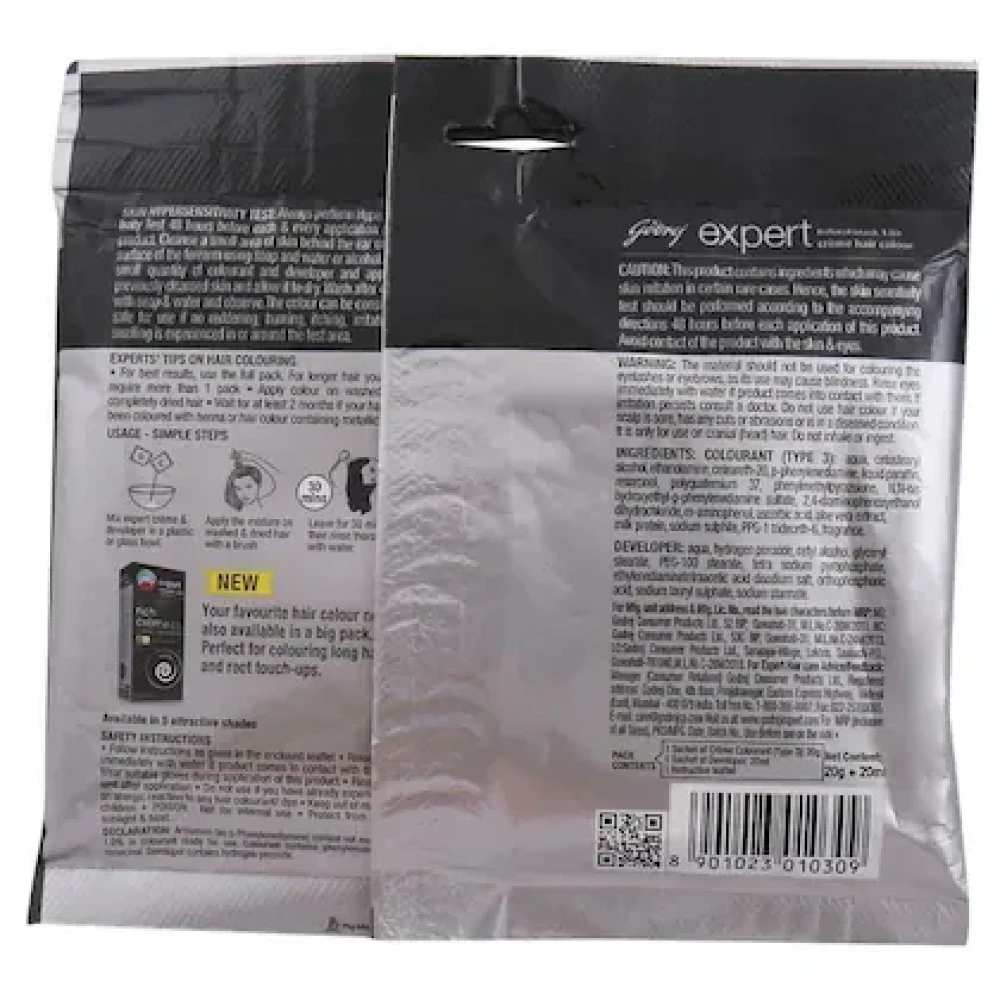Godrej Expert Rich Creme Ammonia Free Hair Colour, Natural Black (20 g + 20 ml)